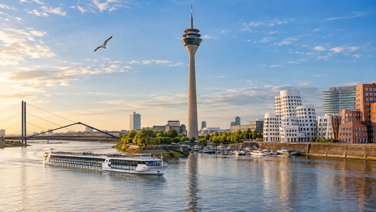 Rheinturm above the Rhine