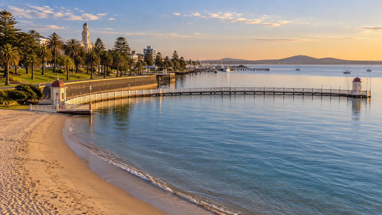 Curved sea-bathing enclosure at Eastern Beach Geelong