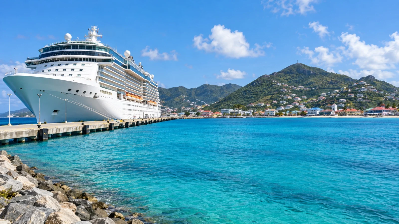 Cruise ship at Philipsburg port in St Maarten