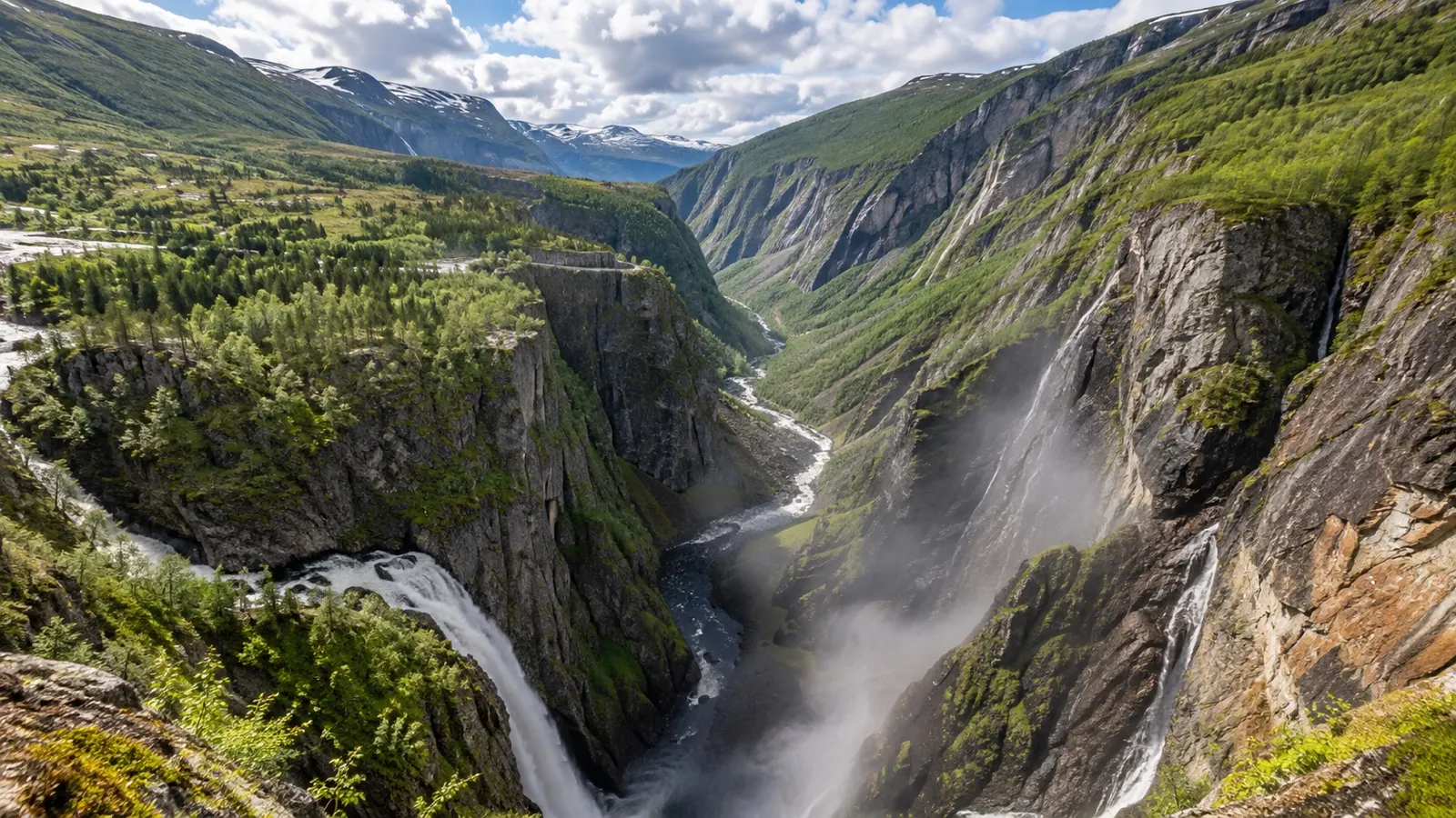 Vøringsfossen waterfall plunging into a deep Norwegian gorge