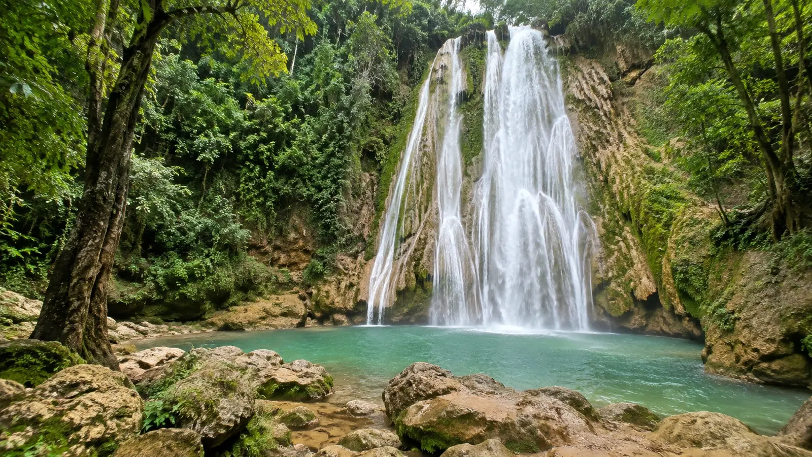 El Limón Waterfall cascading into a pool on the Samaná Peninsula
