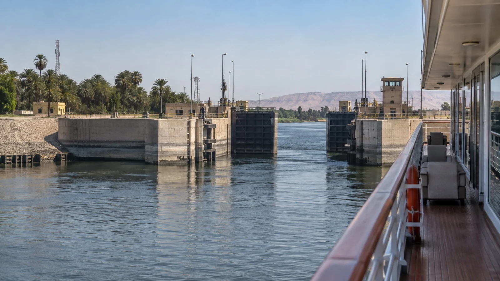Nile cruise vessel near Esna Lock