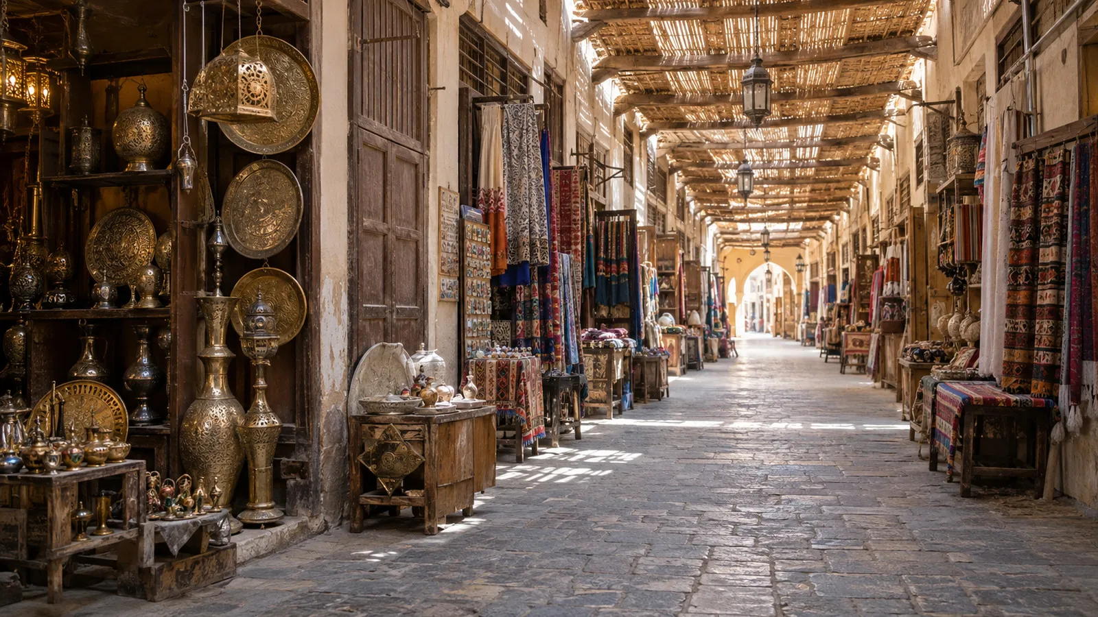 Al-Qisariyya Market covered lane in Esna without people