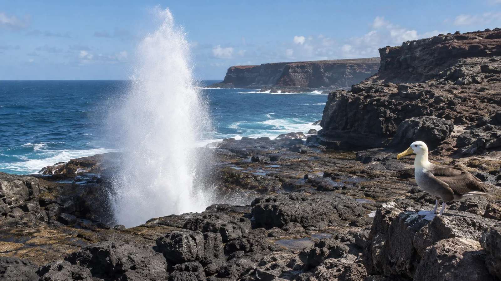 Punta Suárez blowhole and cliffs