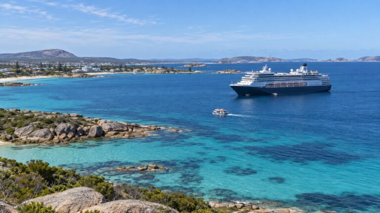 Cruise ship and tender offshore from Esperance