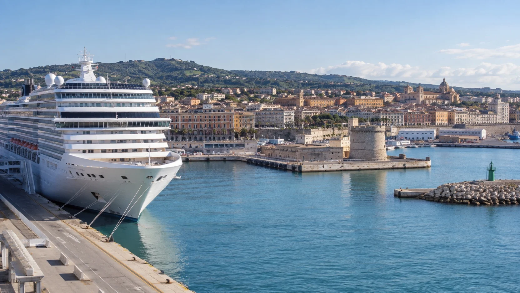 Cruise ship at Civitavecchia harbor, the gateway to Rome