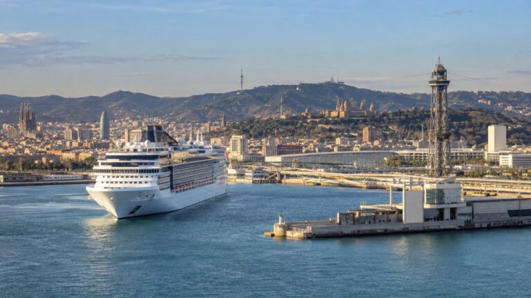 Cruise ship arriving at a European Mediterranean port