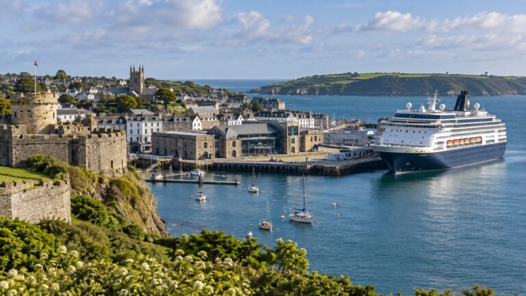 Cruise ship at Falmouth deep-water dock in Cornwall