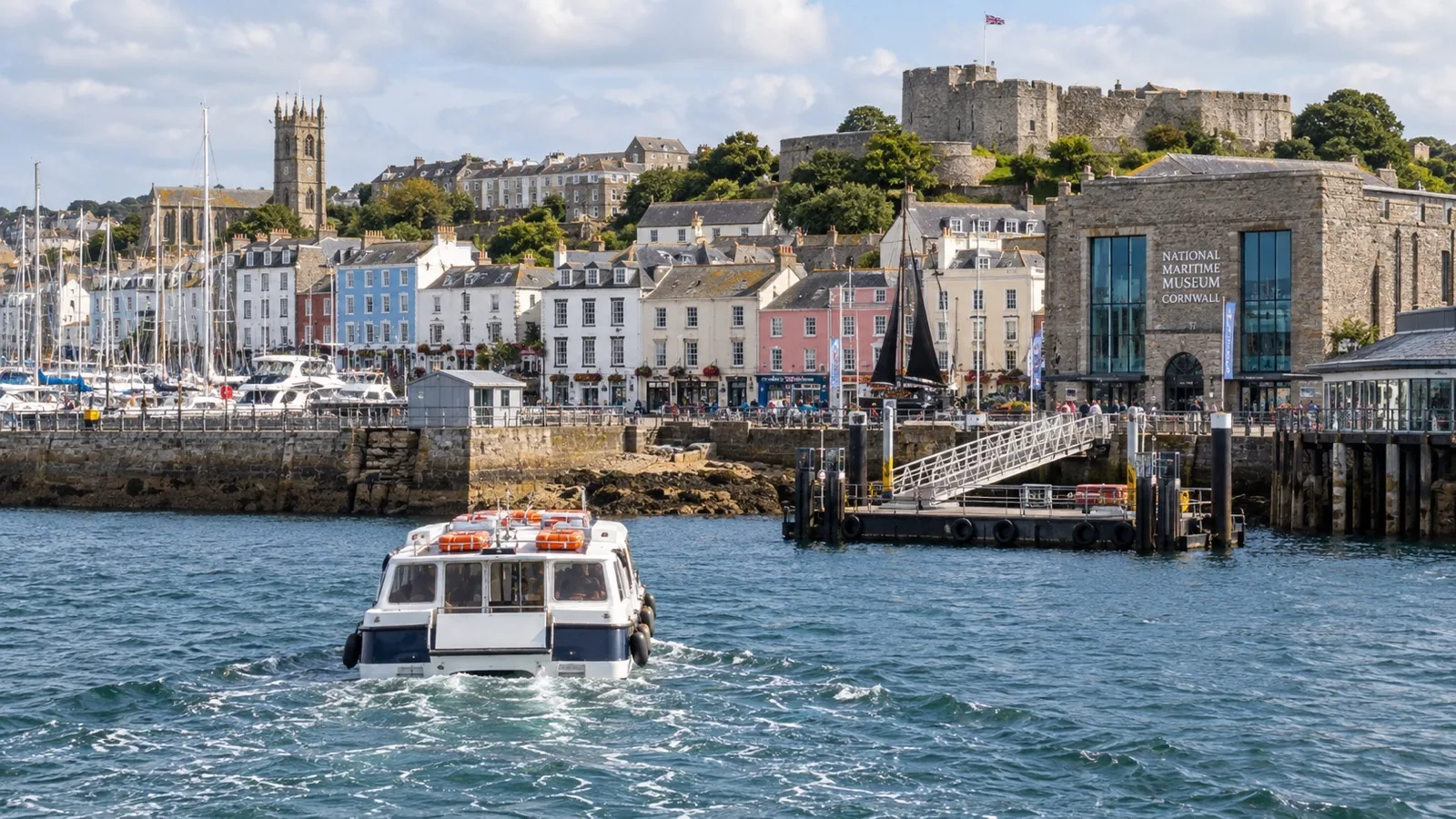 Tender boat approaching Falmouth town landing