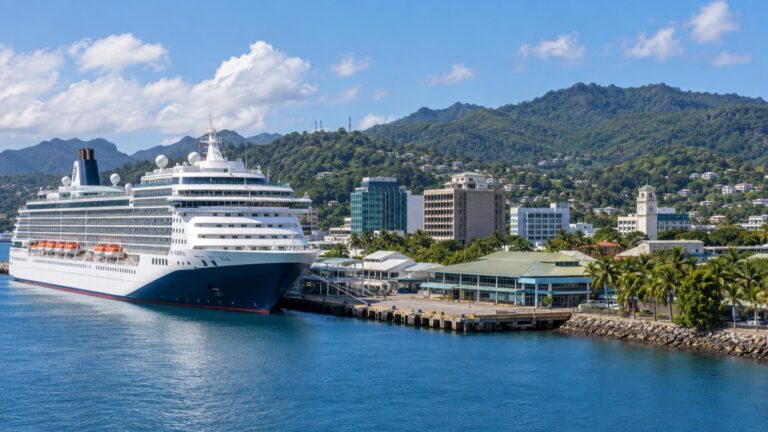 Cruise ship at Suva waterfront in Fiji