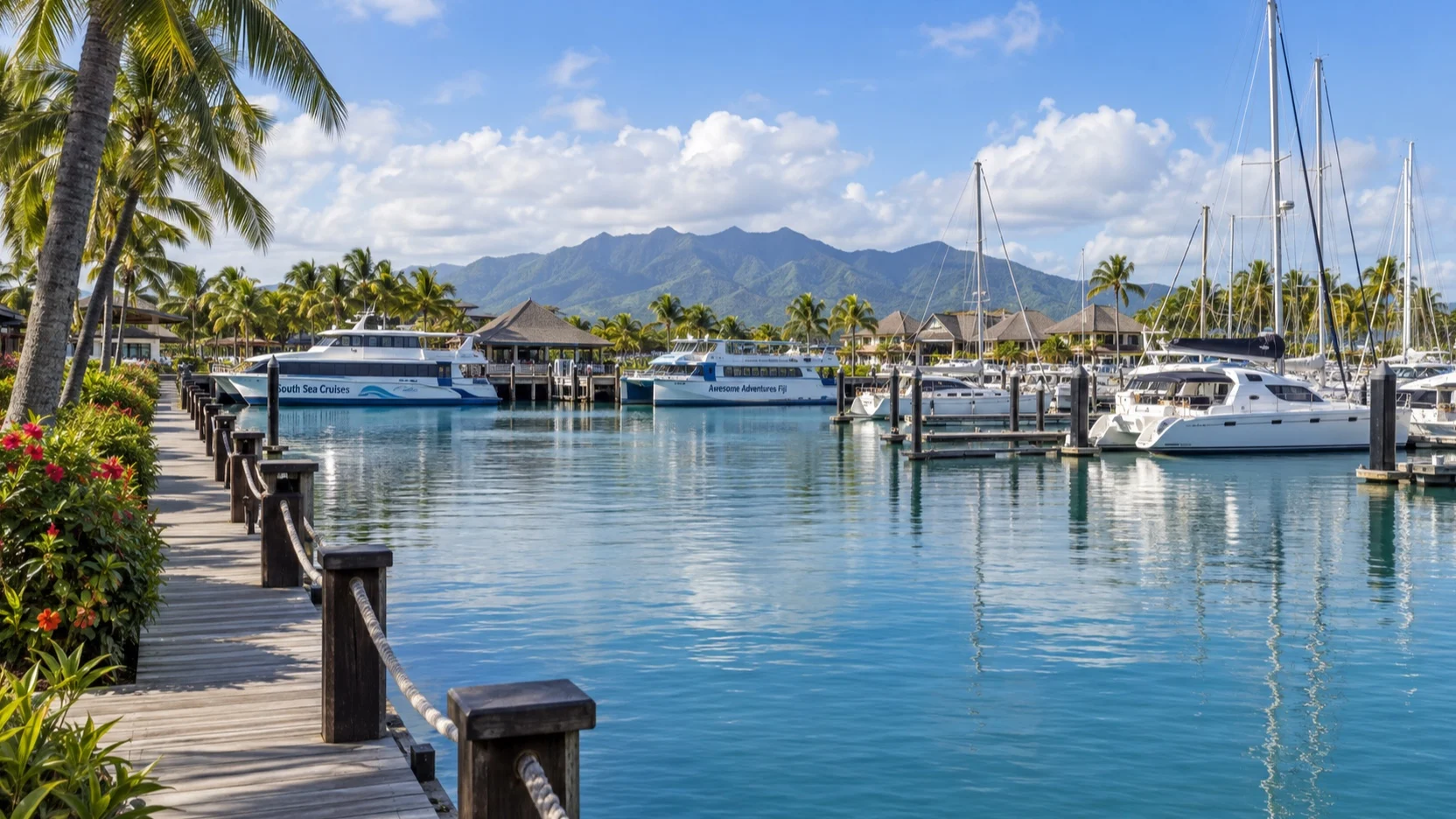 Island ferries at Fiji’s Port Denarau Marina