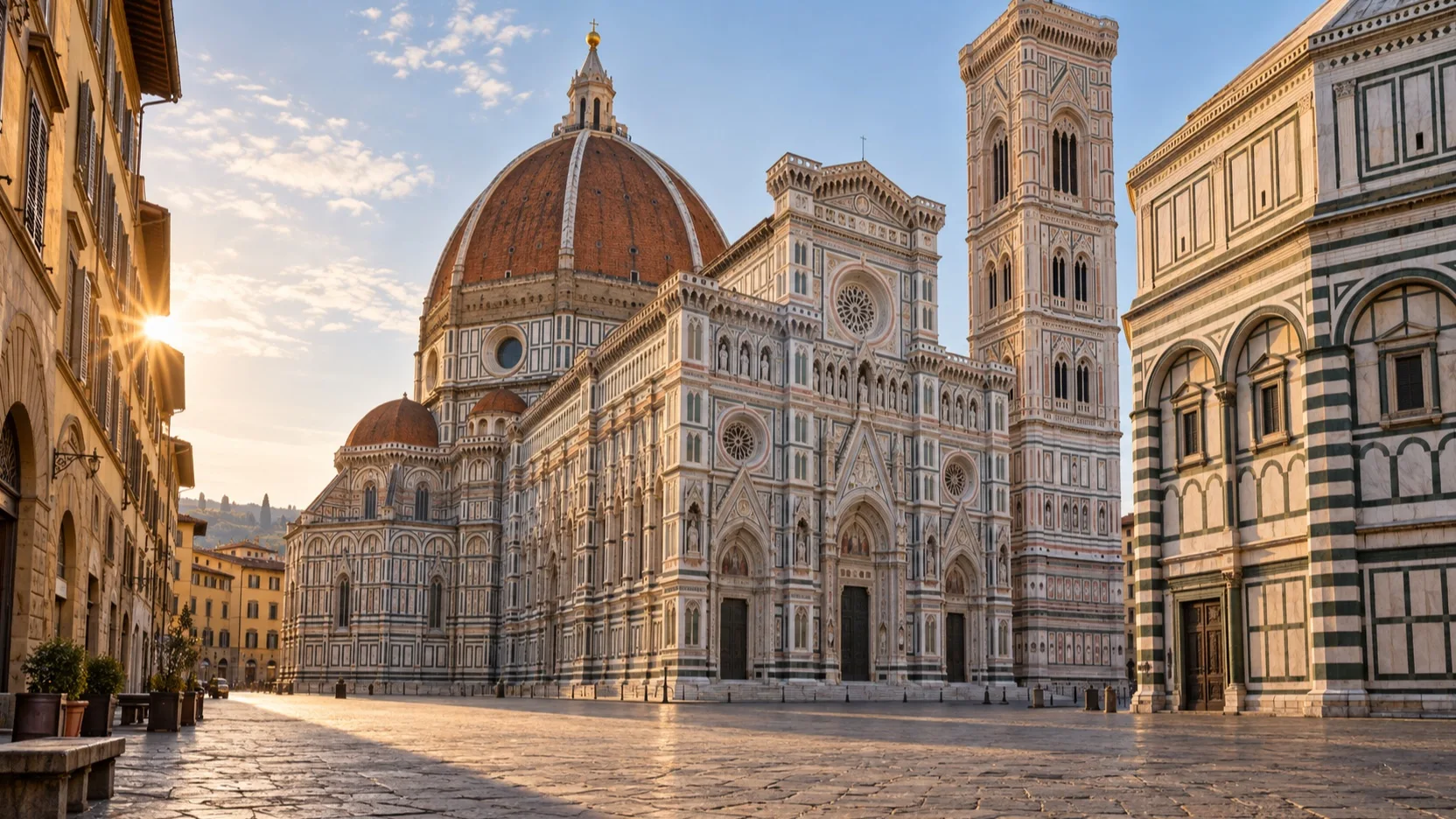 Florence Duomo and empty piazza in Tuscany