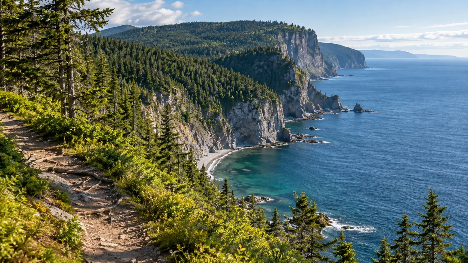Rugged coast and forest in Forillon National Park