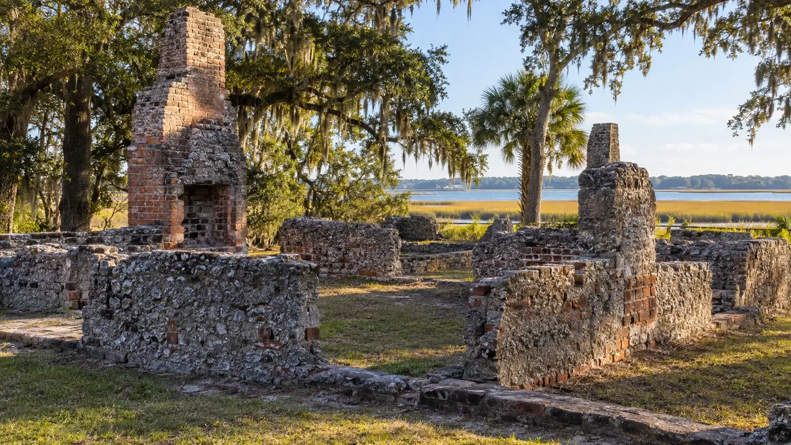 Brick and tabby ruins at Fort Frederica National Monument on St. Simons Island