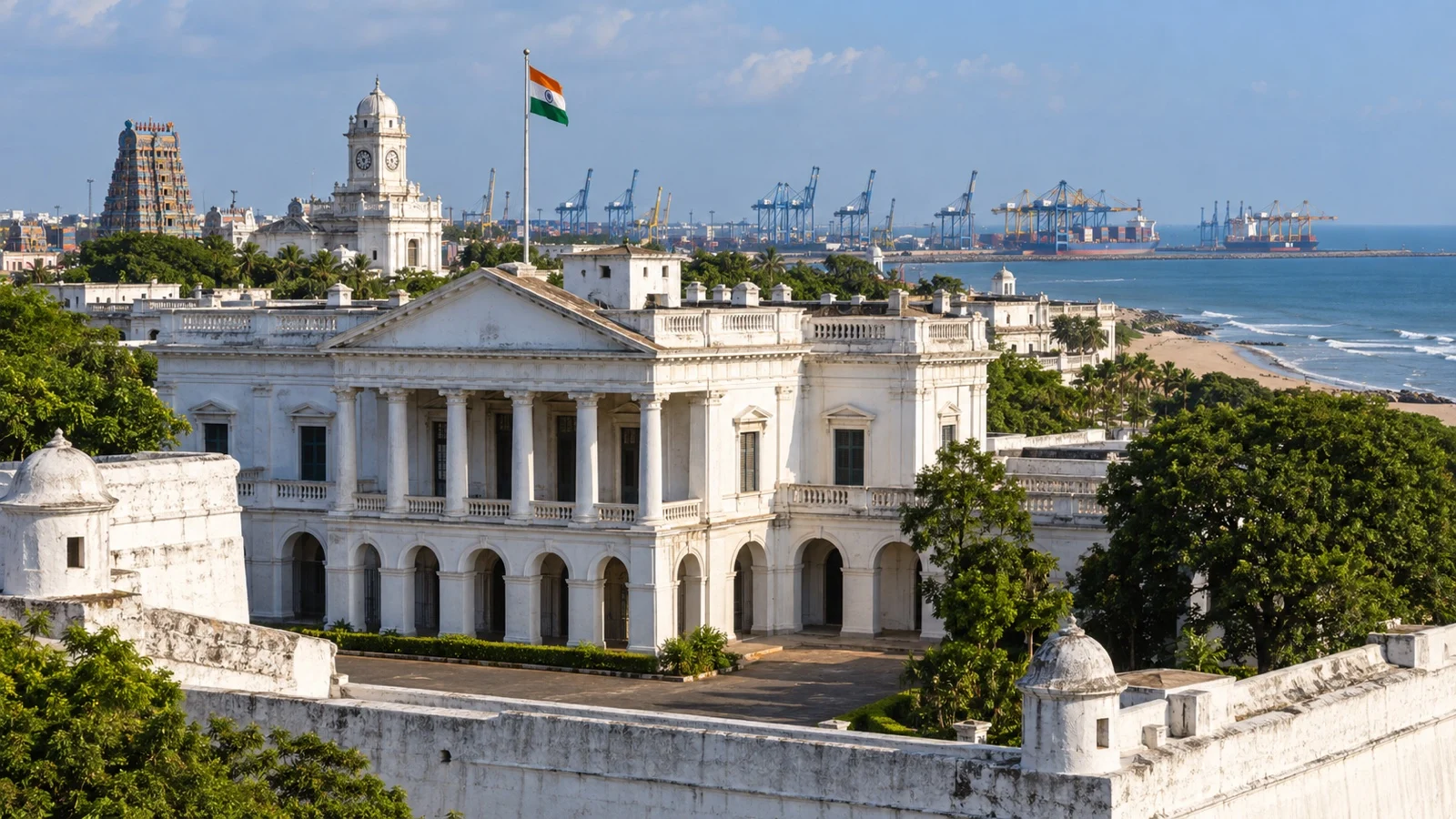 Historic buildings at Fort Saint George in Chennai