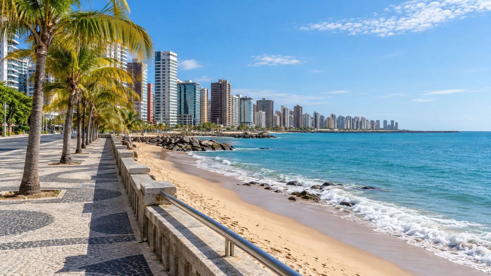 Palm-lined Beira Mar promenade beside the Atlantic in Fortaleza