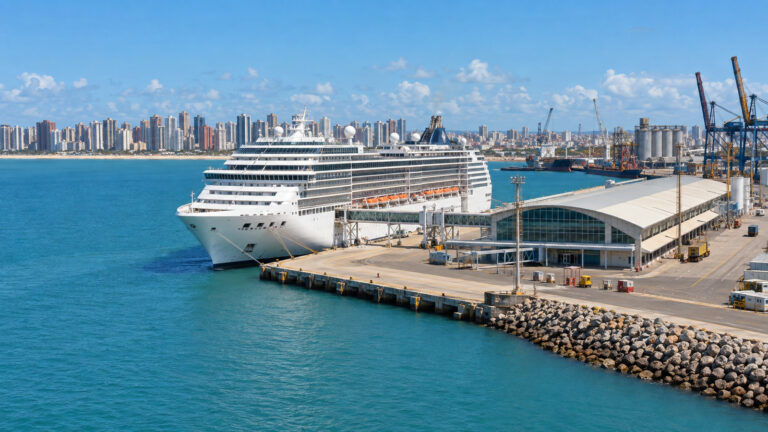 Cruise ship at the maritime passenger terminal in Fortaleza Mucuripe Port