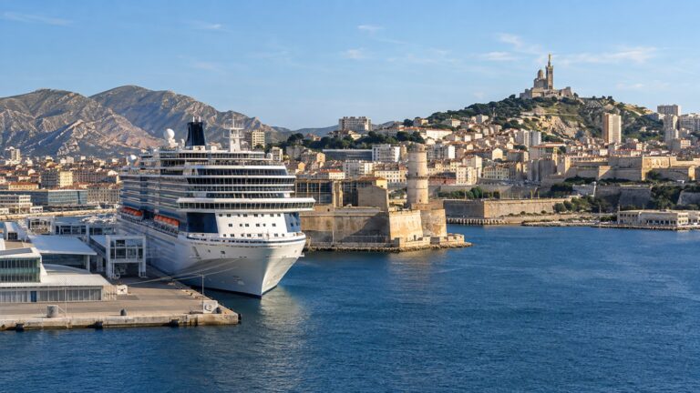Cruise ship in Marseille harbor
