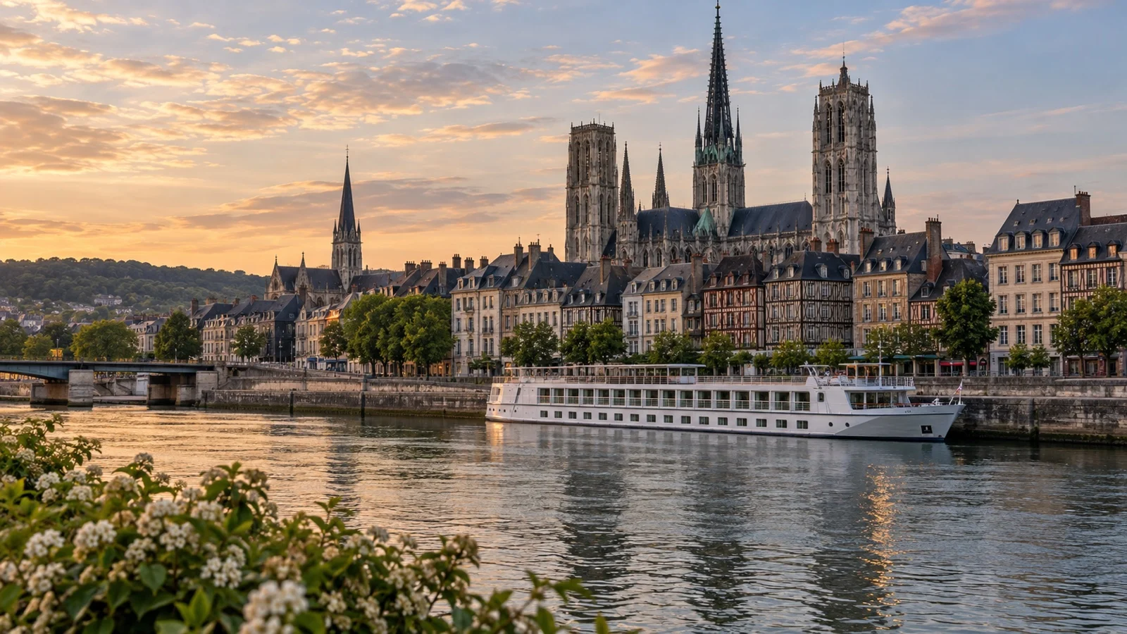 River cruise ship at Rouen Normandy