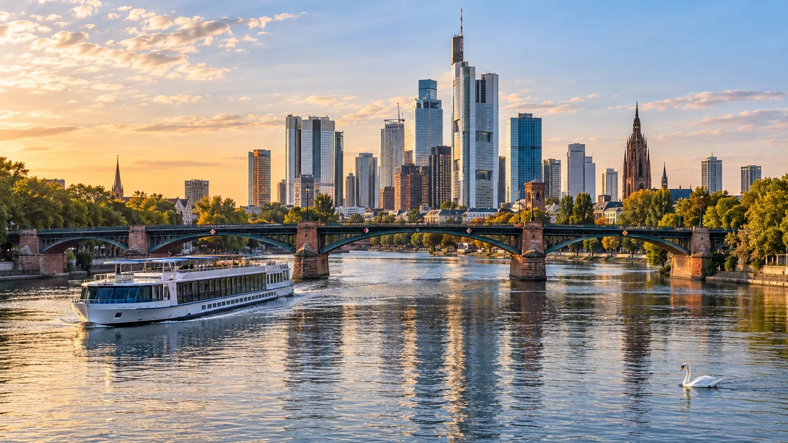 Main River bridges and city skyline