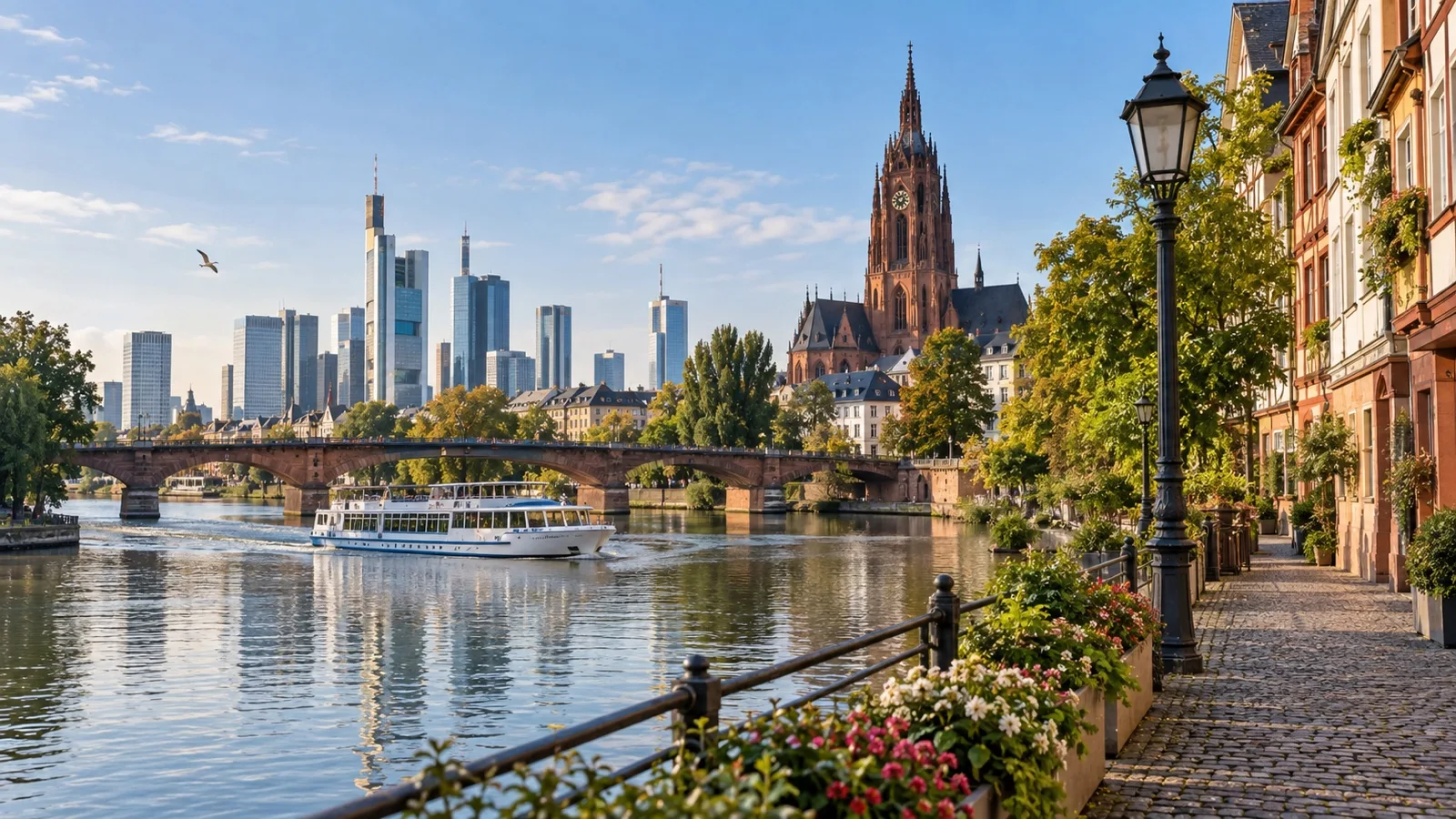 Historic Frankfurt streets near the river