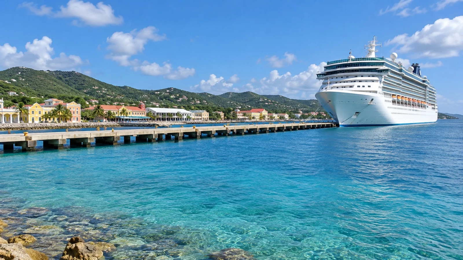 Cruise ship at Frederiksted pier on Saint Croix