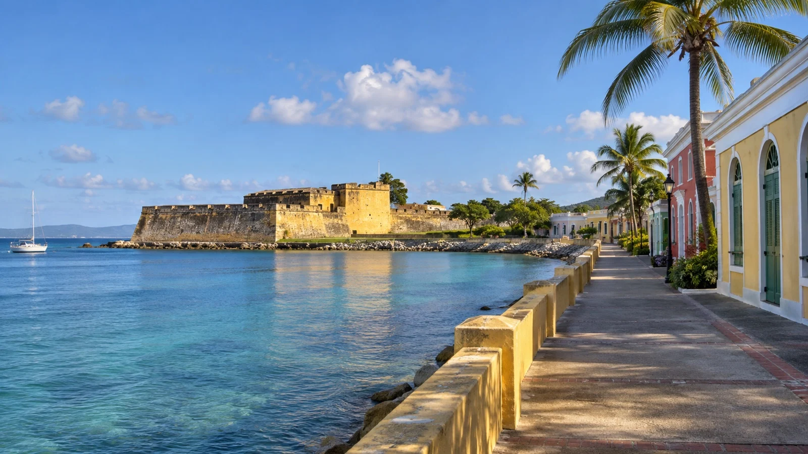 Historic Frederiksted waterfront and fort on Saint Croix