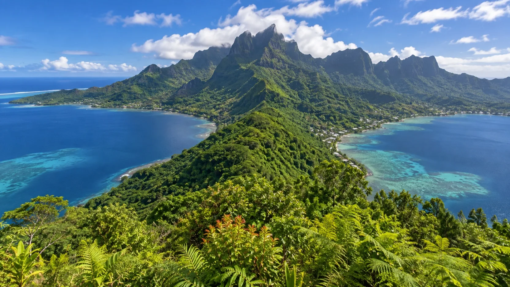 Moorea’s twin bays from the Belvedere lookout
