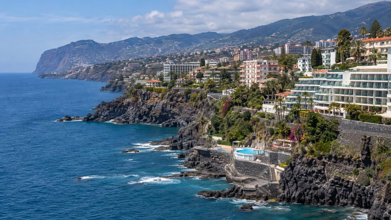 Funchal Lido hotel district above Atlantic cliffs