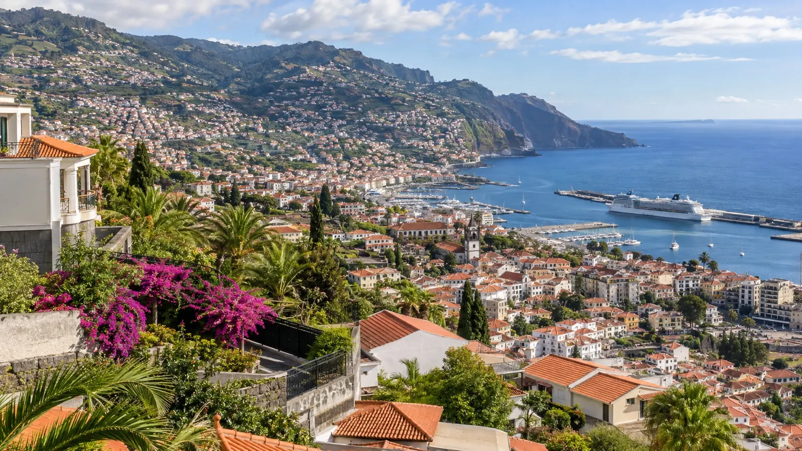 Funchal neighborhoods climbing Madeira hillside