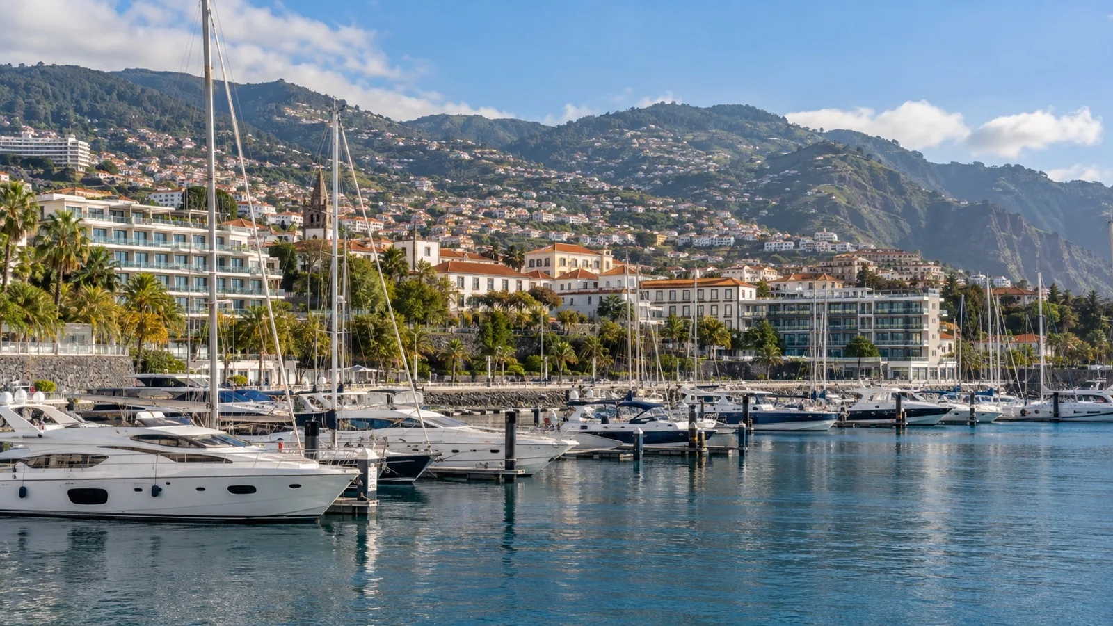 Funchal marina and waterfront hotel district