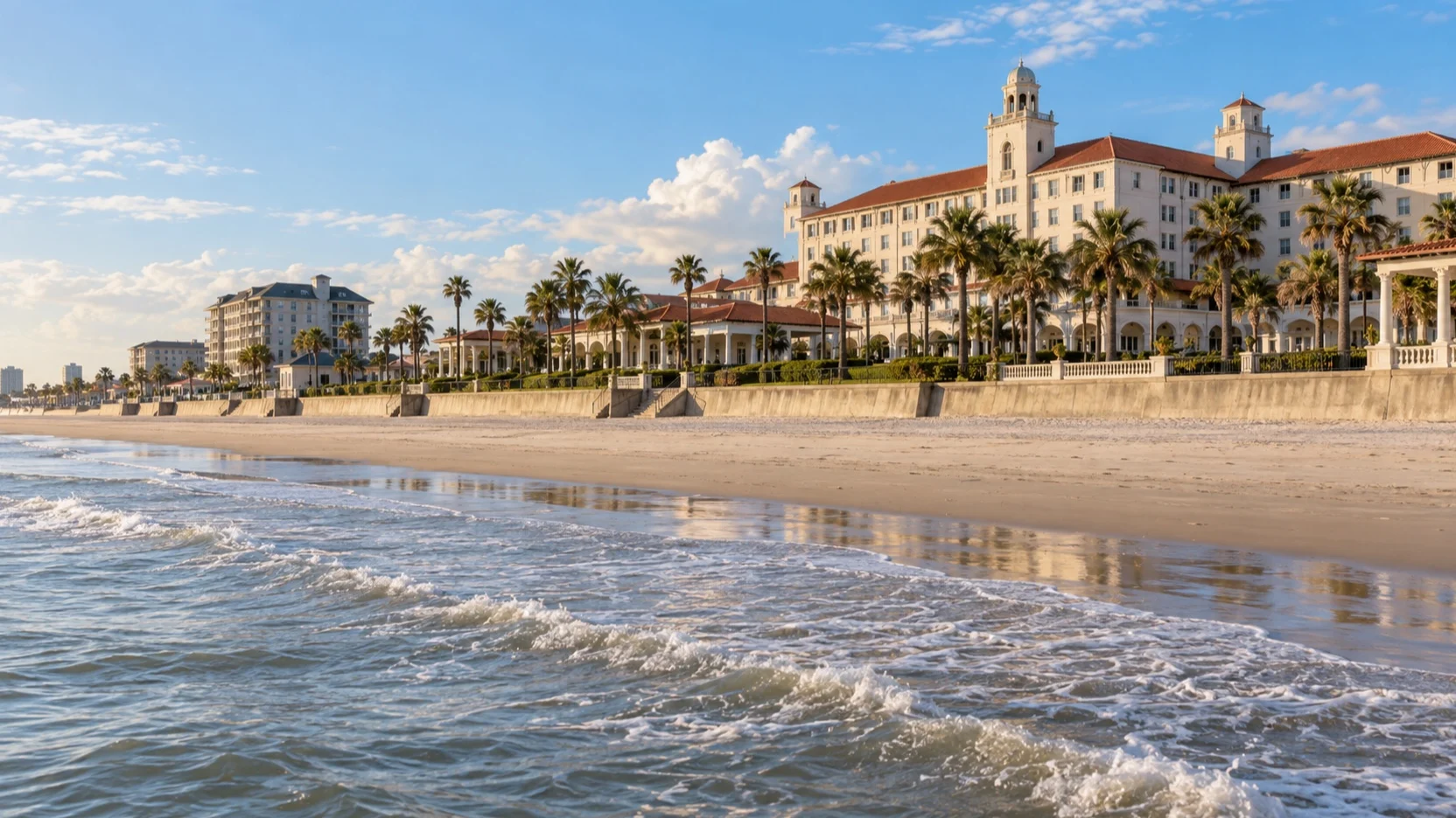 Beachfront lodging along Galveston's Seawall