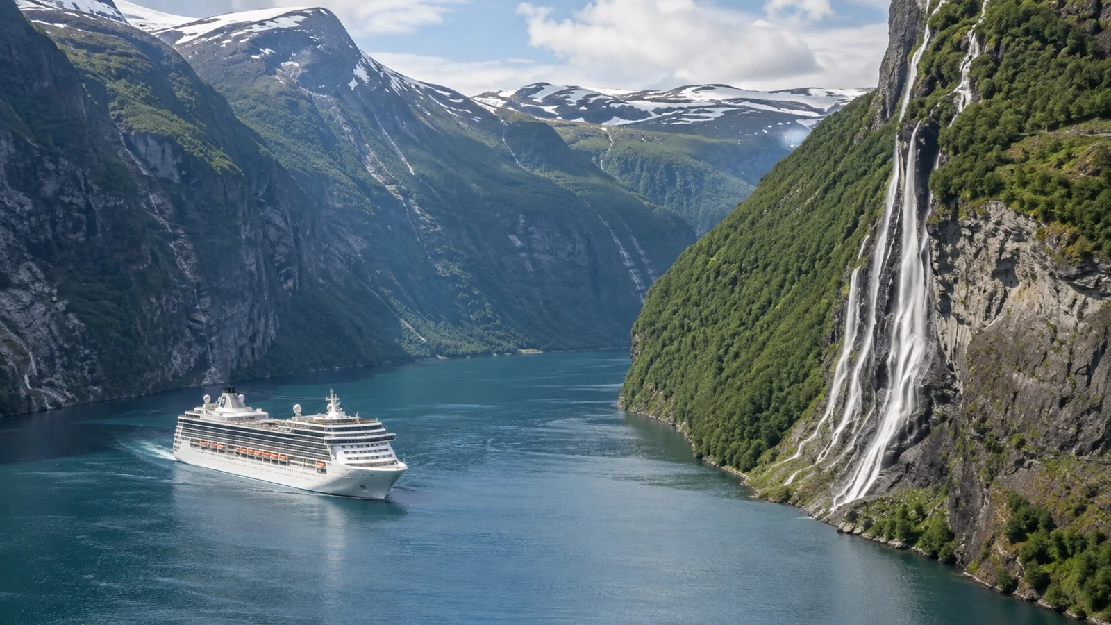 Cruise ship in Geirangerfjord Norway