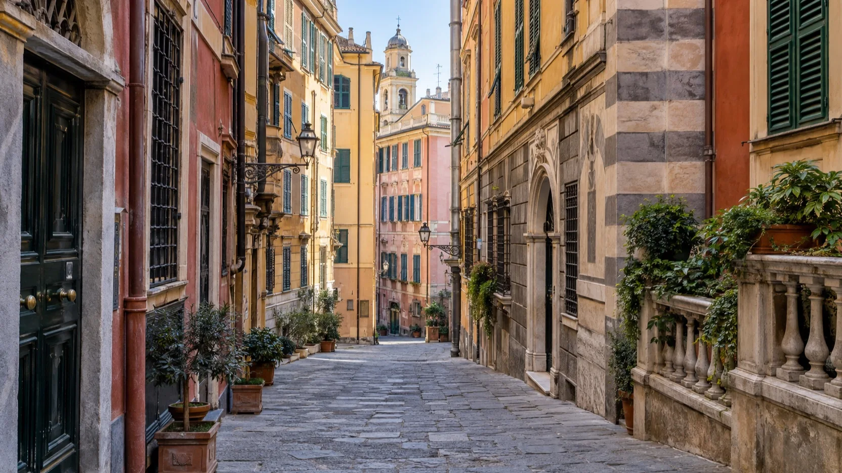 Historic street in central Genoa
