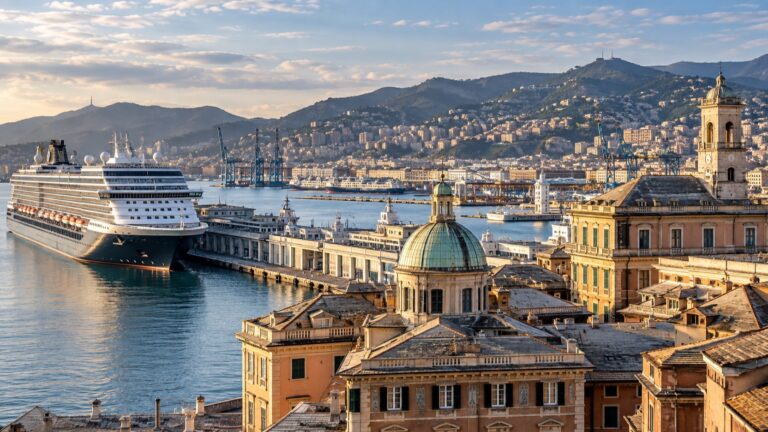 Cruise ship in Genoa harbor