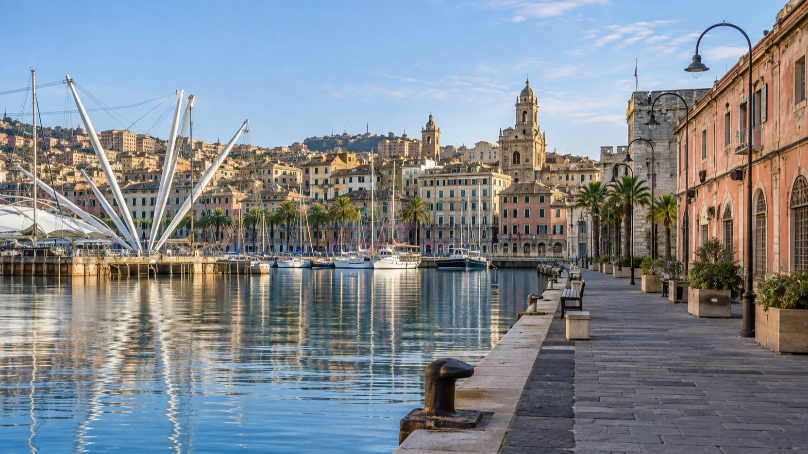 Porto Antico waterfront and Genoa old town