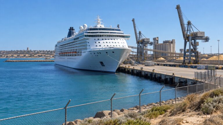 Cruise ship at the Geraldton commercial harbor berth