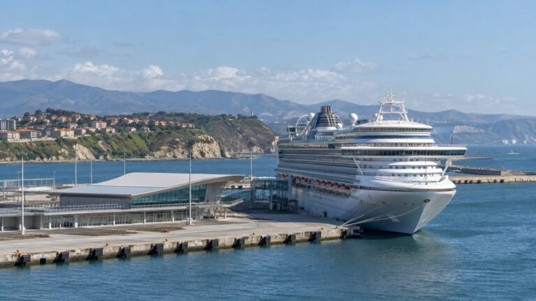 Cruise ship at Getxo's seaside berth near Bilbao