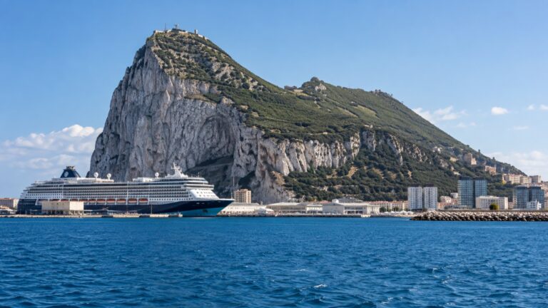 Cruise ship below the Rock of Gibraltar