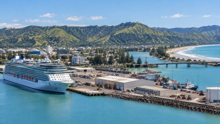 Cruise ship at Gisborne working port in Tairāwhiti