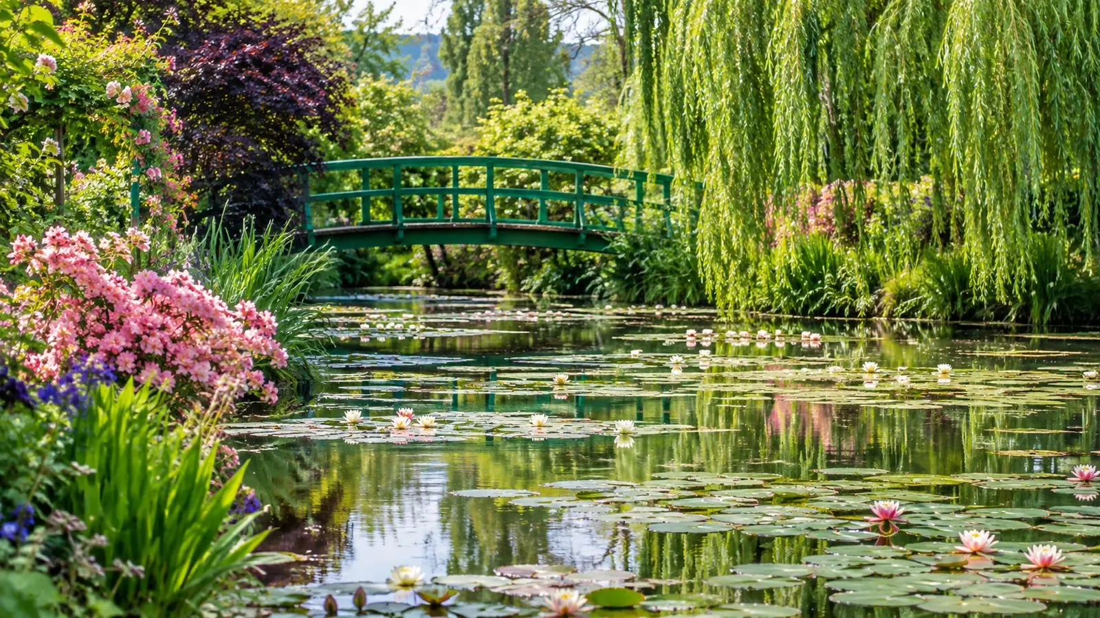 Water lily pond and Japanese bridge at Giverny