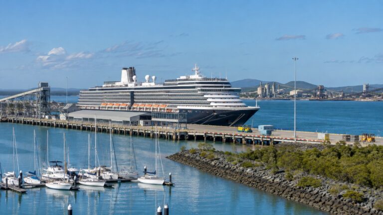 Cruise ship docked at Gladstone Queensland port