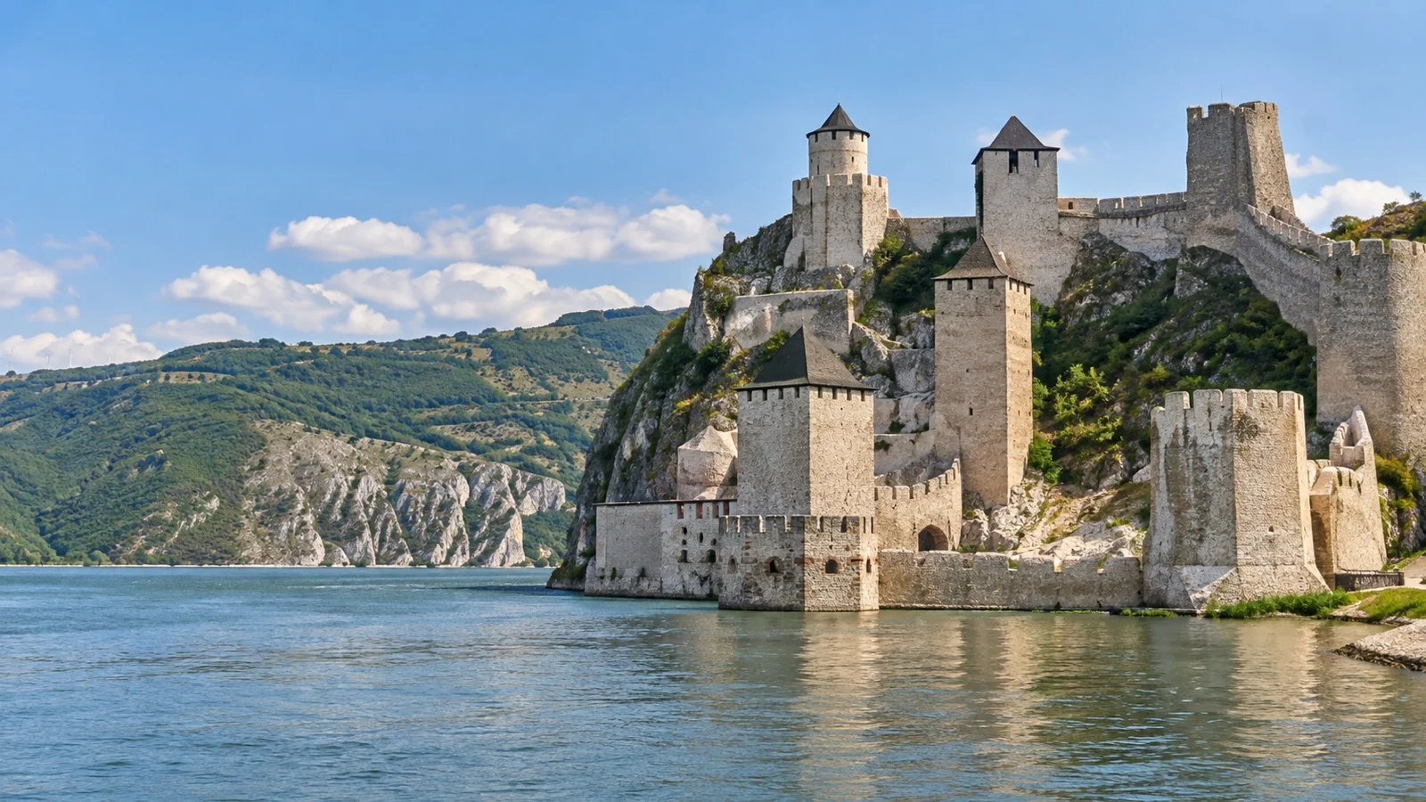 Golubac Fortress beside Danube River
