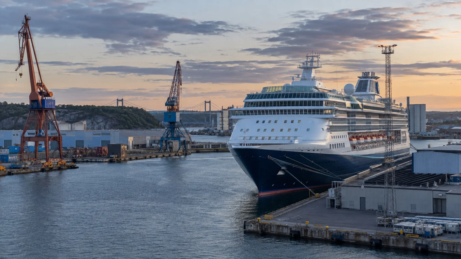 Cruise ship at Gothenburg Arendal industrial berth