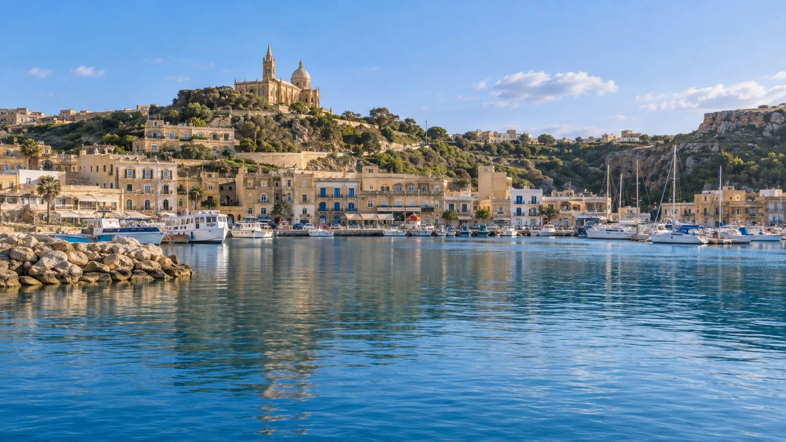 Mgarr Harbour and waterfront on Gozo