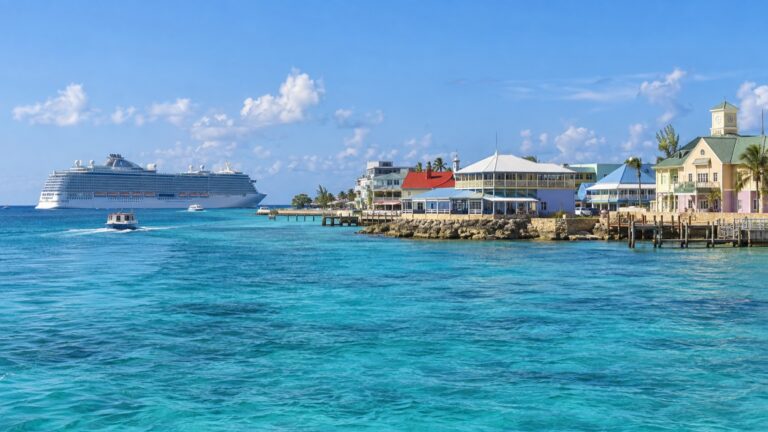 Cruise ship and tender boats off George Town Grand Cayman
