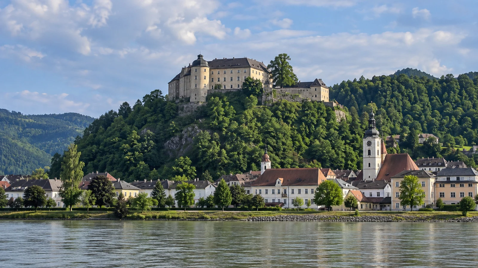 Greinburg Castle on the hill above Grein