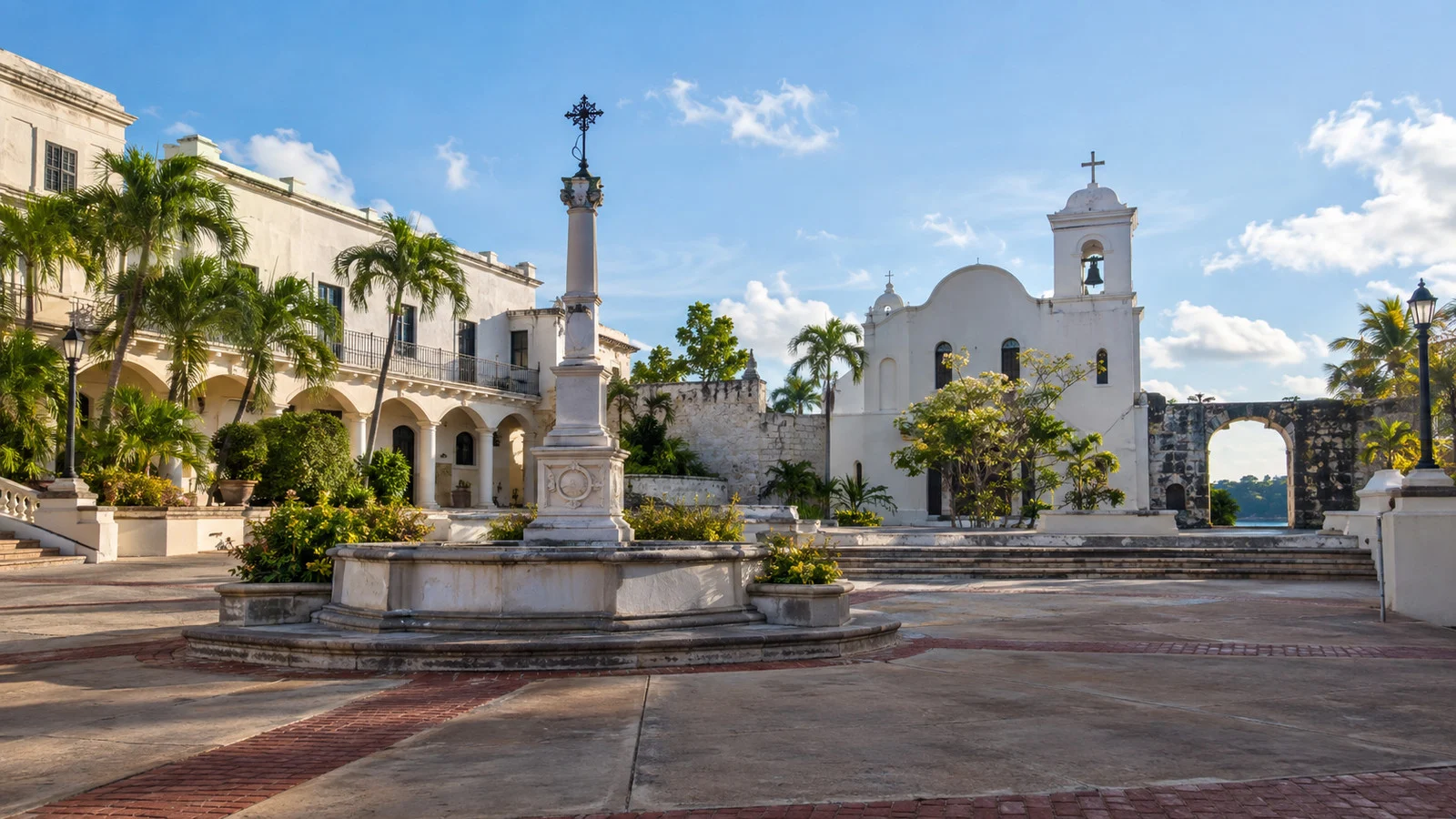 Historic Plaza de España and Spanish-era buildings in Hagåtña