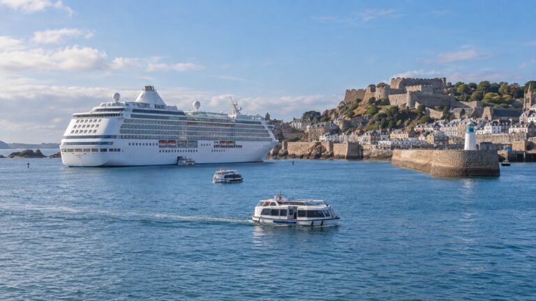 Cruise ship anchored outside St Peter Port, Guernsey