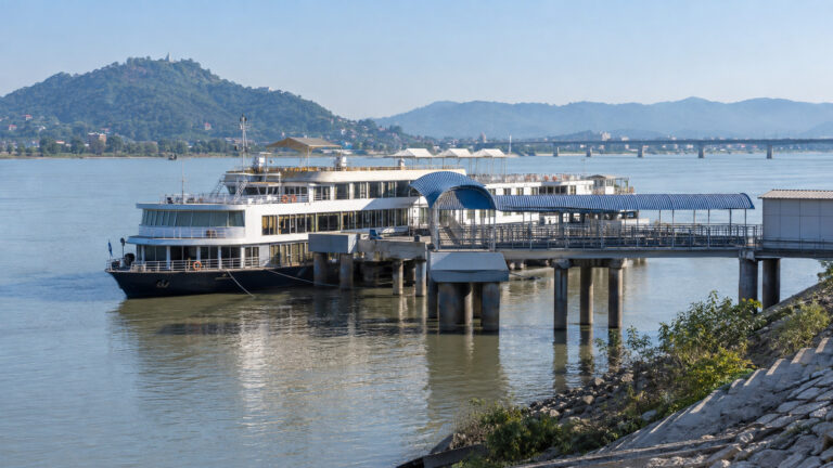 Brahmaputra river cruise landing at Pandu near Guwahati
